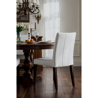Sunvega White and Brown Finish Contemporary Side Chair with Padded Seat and Back Cushion
