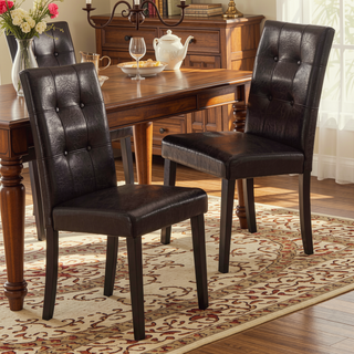 Sunvega Brown Faux Leather Upholstered Cushion Seat Counter Height Chairs Set of 2