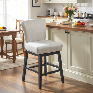 Sunvega Soft Upholstered Swivel Chair with Wooden Legs for Living Room