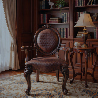 Sunvega Taupe and Bone White Arm Chair with Nailhead Trim and Ornate Legs