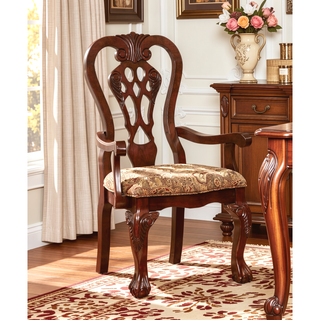 Sunvega Brown Cherry Padded Fabric Dining Chairs Set of 2 Side Chairs