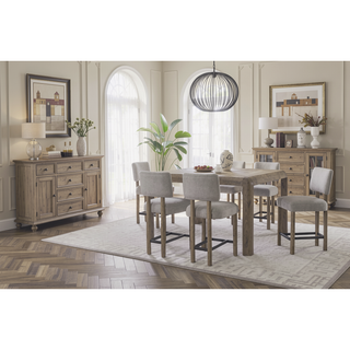 Sunvega Upholstered Counter Height Stool Set of 2 with Knotty Oak Frame and Performance Fabric