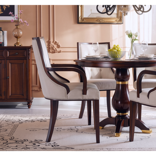 Sunvega Traditional Dining Armchair in Light Gray Faux Leather and Velvet Upholstery