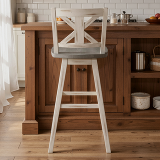 Sunvega Solid Rubberwood Counter Height Dining Table with Distressed Gray Finish