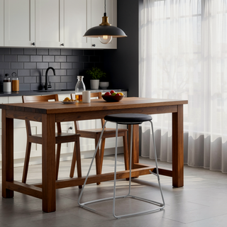Sunvega Modern Faux Leather Counter Stool with Metal Base and Footrest Set of 2