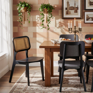 Sunvega Modern Cane Dining Chair Set of 2 with Solid Ash Wood Frame