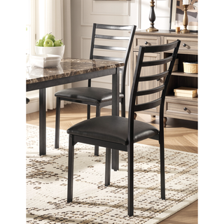 Sunvega Black Faux Leather Upholstered Metal Frame Dining Chairs Set of 4