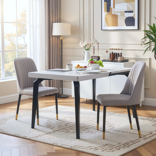 Sunvega Set of 2 Grey Dining Chairs with Thick Cushions for Modern Kitchen and Restaurant