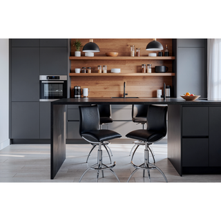 Sunvega Modern PU Swivel Adjustable Bar Stool with Chrome Metal Legs