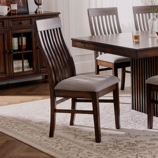 Sunvega Mango Oak Wood Dining Side Chairs Set of 2 with Foam-Padded Seats