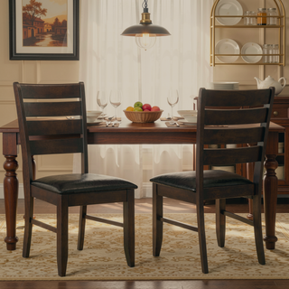 Sunvega Padded Seat Side Chairs with Ladder Back Design and Chunky Straight Legs