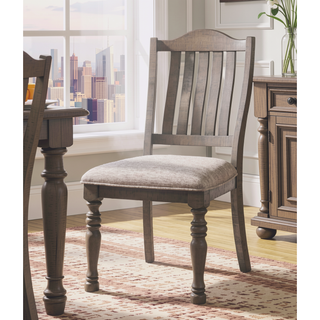 Sunvega Antique Gray Solid Wood Dining Chairs with Gray Fabric Cushion Seats