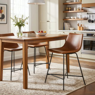 Sunvega Modern Upholstered Counter Stool with Durable Metal X Base Set of 2