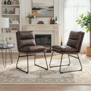 Sunvega Milos Contemporary Upholstered Dining Chairs with Sled Base and Detailed Stitching