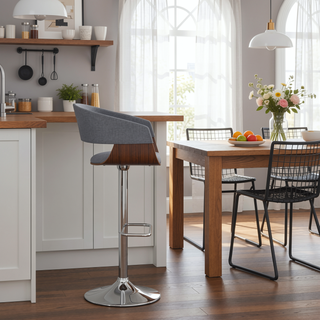 Sunvega Adjustable Swivel Bar Stool with Light Grey Linen Look Upholstery