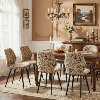 Sunvega Upholstered Dining Chairs with Soft Suede-Style Fabric and Metal Legs Set of 4