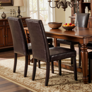 Sunvega Brown Faux Leather Upholstered Cushion Seat Counter Height Chairs Set of 2