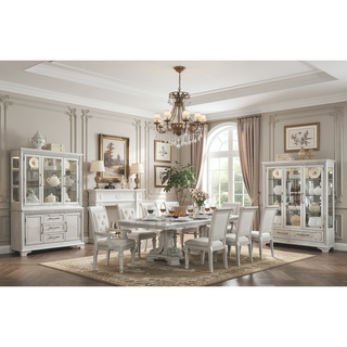 Sunvega Traditional Style Ivory Chenille Upholstered Arm Chair with Solid Wood Frame