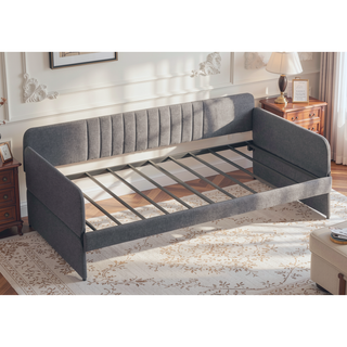 Sunvega Sturdy Metal Frame Twin Size Daybed Sofa Bed with Trundle for Living Room