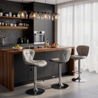 Sunvega Adjustable Height Swivel Barstool with Faux Leather Upholstery Set of 2