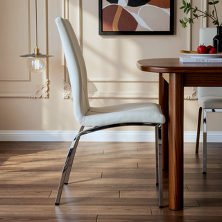Sunvega Modern PU Upholstered Dining Chair with Electroplated Metal Legs Set of 4