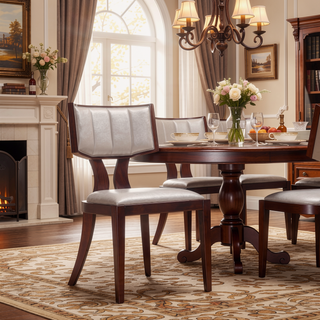 Sunvega Traditional Dining Room Chair Set of 2 in Camel Faux Leather