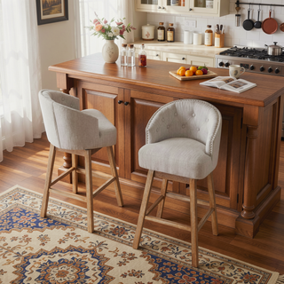 Sunvega 360 Swivel Upholstered Counter Stools Set of 2 with Backrest and Footrest