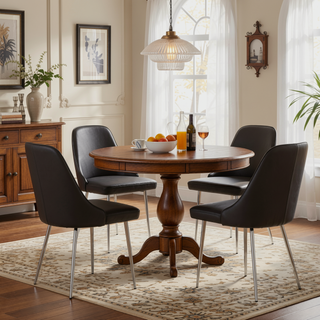 Sunvega Marcel Contemporary Dining Chairs with Chrome Frame and Grey Faux Leather