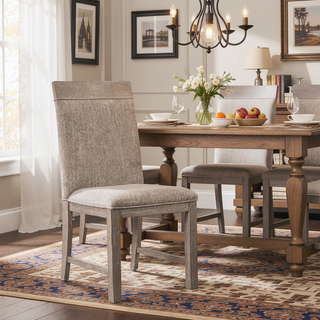 Sunvega Transitional Two Tone Padded Side Chair in Gray and Stone Gray Finish