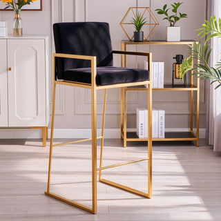 Sunvega Contemporary High Back Barstool Set of 3 with Velvet Upholstery