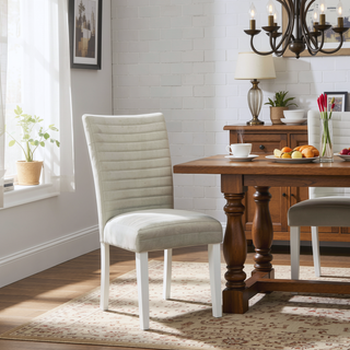Sunvega Grey and White Tufted Back Side Chairs with Soft Velvet Upholstery and Hardwood Frame