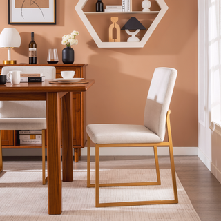 Sunvega Fuji High Back Dining Chair with Upholstered Seat and Gold Steel Frame