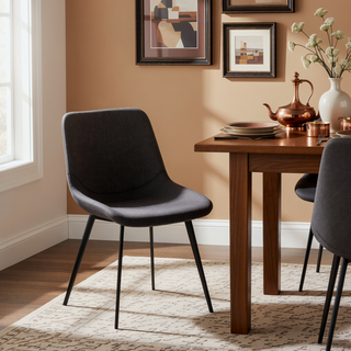 Sunvega Industrial Two-Tone Upholstered Chair with Black Metal Base Set of 2