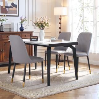 Sunvega Set of 2 Grey Dining Chairs with Thick Cushions for Modern Kitchen and Restaurant