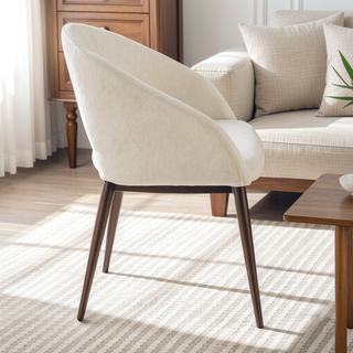 Sunvega Renee Contemporary Chair with Cream Velvet Upholstery and Copper Metal Legs