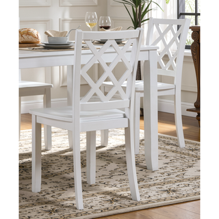 Sunvega White Finish Classic Transitional Dining Set with Table and Four Chairs