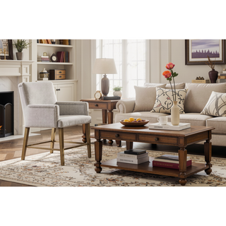 Sunvega Upholstered Counter Stool Set of 2 in Soft Polyester with Cashew Finish
