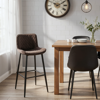 Sunvega Modern Brown Velvet Upholstered Counter Height Chairs with Quilted Stitching