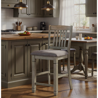 Sunvega Transitional Slat Back Counter Height Chair with Fabric Upholstered Seat