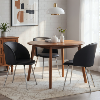 Sunvega Faux Leather Upholstered Dining Chairs with Metal Legs Set of 2