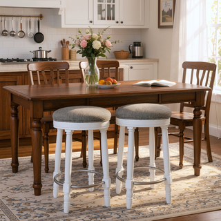 Sunvega 360 Degree Swivel Wooden Bar Stool with Upholstered Seat for Dining and Living Room
