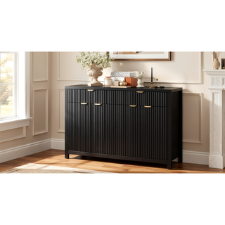 Sunvega Modern Scandinavian Buffet Cabinet with Wave Design and Adjustable Shelves