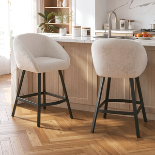 Sunvega Upholstered Bar Stool with Soft Backrest and Armrest for Kitchen Island