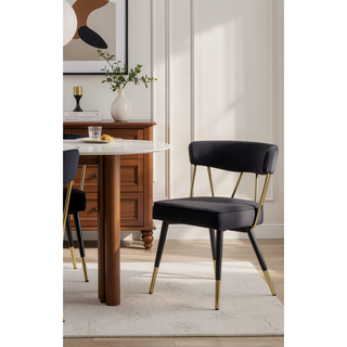 Sunvega Stylish Velvet Dining Chairs with Gold Trim and Padded Seat Set of 2