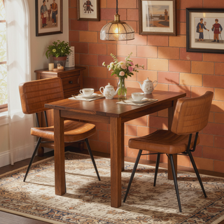 Sunvega Tufted Side Chairs with Goat Leather Upholstery and Padded Cushions