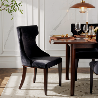 Sunvega Set of 2 Gray Traditional Dining Chairs with Luxurious Velvet Upholstery