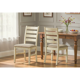 Sunvega Set of 2 Transitional Upholstered Dining Chairs with Linen Look Fabric
