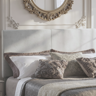 Sunvega Warwick Grey Upholstered Eastern King Panel Bed with Classic Headboard