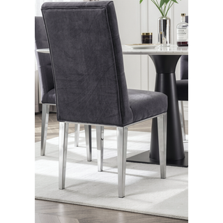 Sunvega Modern Velvet Upholstered Dining Chair Set with Tufted Back and Gold Legs