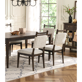 Sunvega Dark Walnut Contemporary Side Chairs with Polyester Upholstered Seat Set of 2
